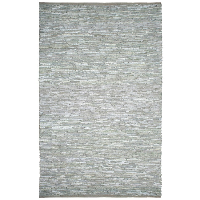 Hand woven Matador White Leather Rug (9 X 12)