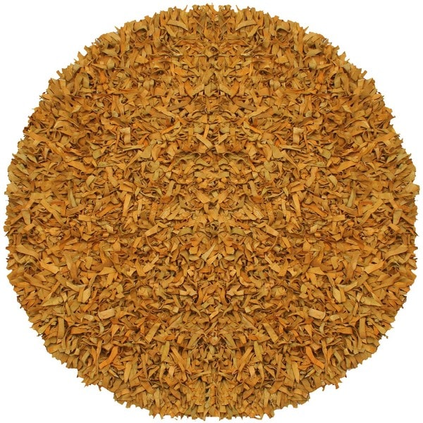 Hand woven Matador Gold Leather Rug (8 Round)