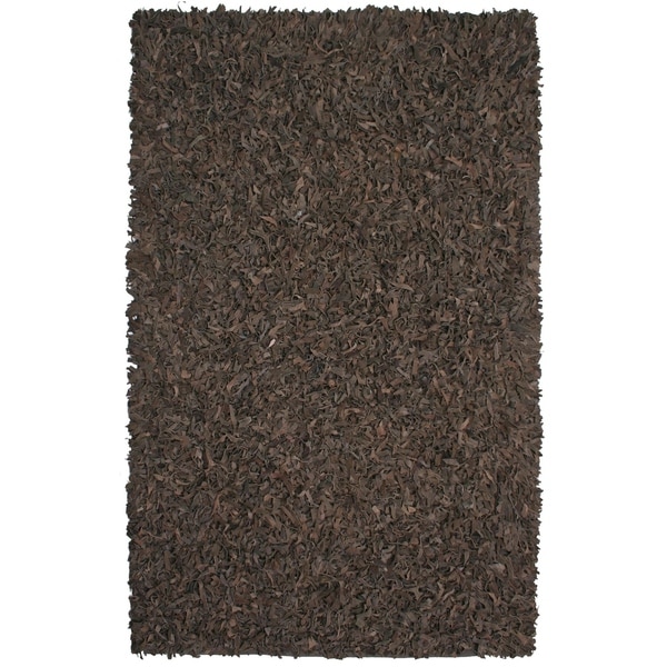 Hand-tied Brown Leather Rug - 8' x 10'