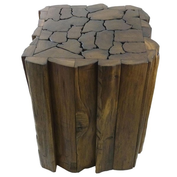 Reclaimed Teak Wood Jigsaw Stool/ Accent Table (Thailand) Stools