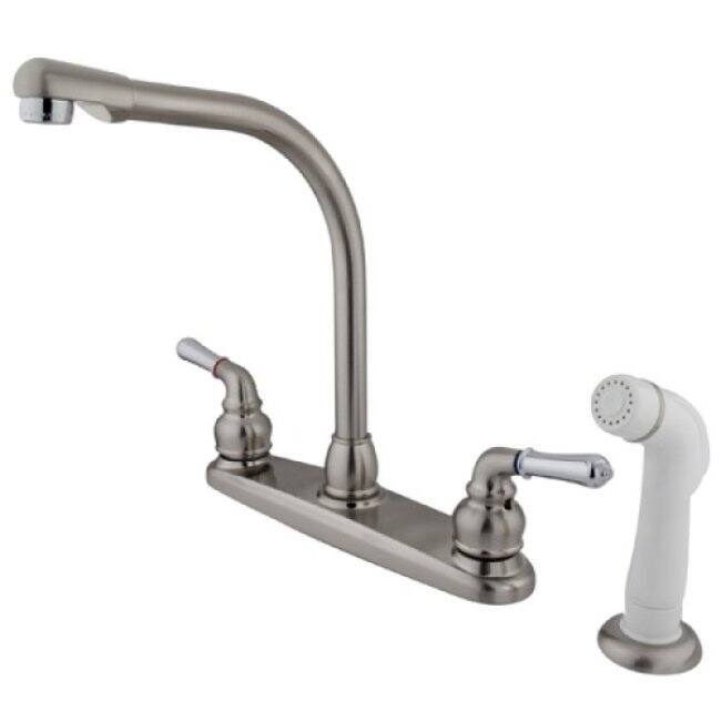 Kingston Brass High Arch Two-tone Chrome/ Nickel Kitchen Faucet with Sprayer