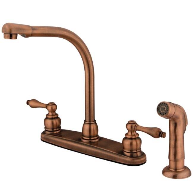 Kingston Brass High Arch Antique Copper Kitchen Faucet with Sprayer
