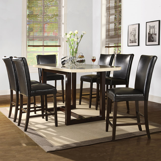 Camille Faux Marble 7-piece Modern Counter Height Dining Set - Free ...