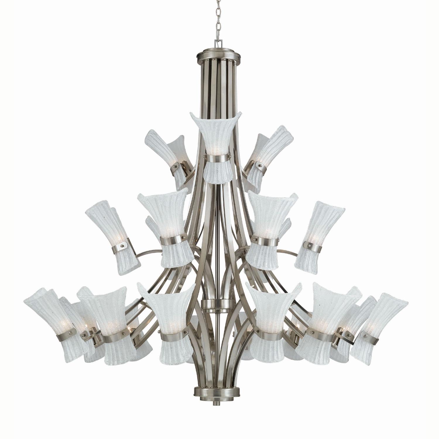 Bali 21-light Brushed Steel Entry Chandelier