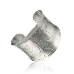 Mondevio High-polish Stainless Steel Engraved-design Wide Cuff Bracelet. Opens flyout.