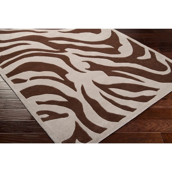 Shop Hand Tufted Brown White Zebra Animal Print Austin Wool Area