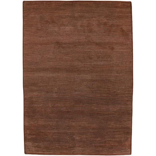 Hand knotted Solid Brown Lawton Semi worsted New Zealand Wool Rug (8 X 11)