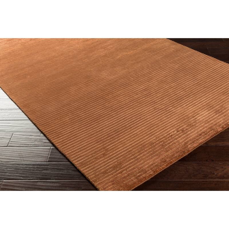 Hand-knotted Solid Brown Lawton Semi-worsted New Zealand Wool Area Rug - 8' x 11' - 8' x 11'