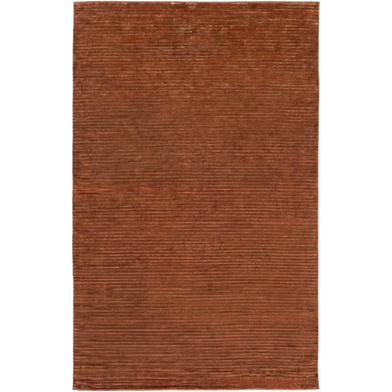 Hand-knotted Solid Brown Lawton Semi-worsted New Zealand Wool Area Rug - 8' x 11' - 8' x 11'