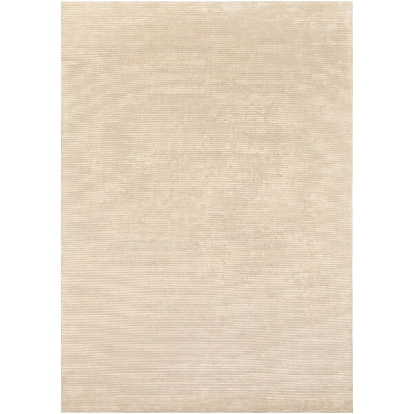 Hand-knotted Solid Beige Causal Pueblo Wool Area Rug - 8' x 11'