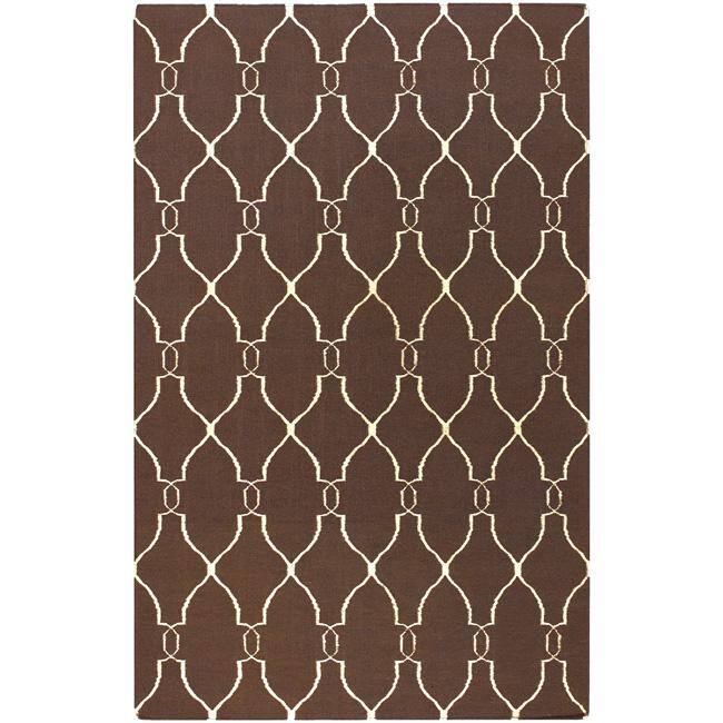 Hand-woven Providence Brown Flatweave Wool Area Rug - 5' x 8' - 5' x 8'