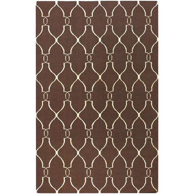 Hand-woven Providence Brown Flatweave Wool Area Rug - 5' x 8' - 5' x 8'