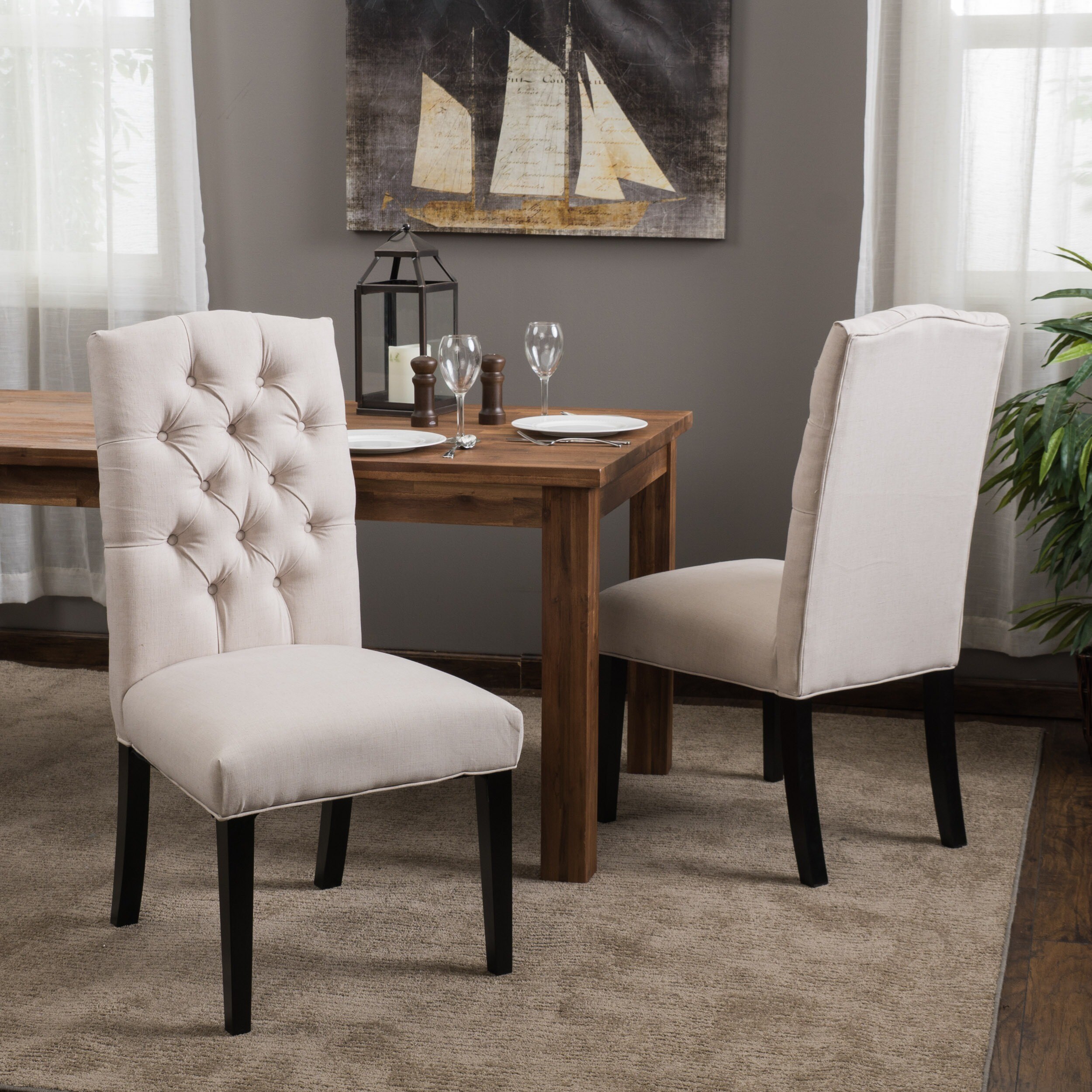 Christopher Knight Home Crown Fabric Off white Dining Chairs (set Of 2)