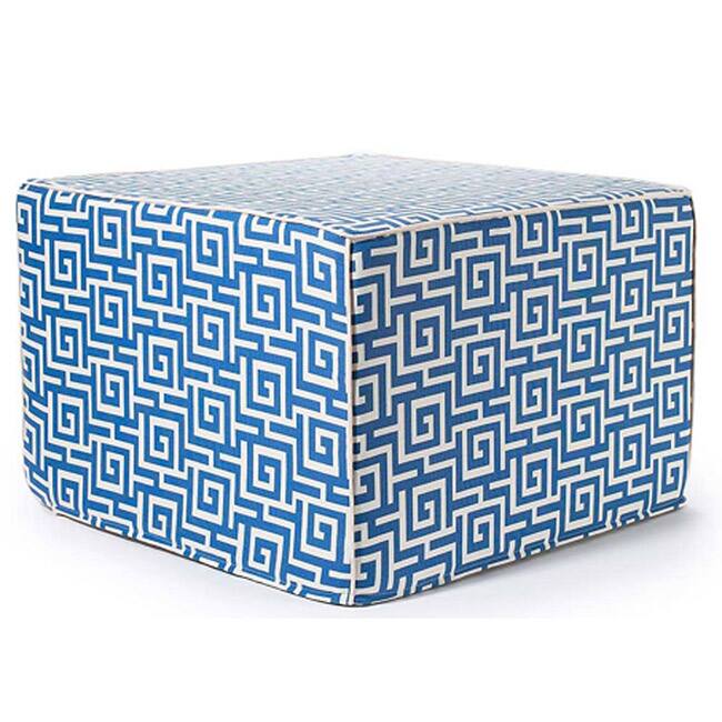 Handmade 'Blue Puzzle' Outdoor Ottoman (United States)