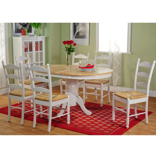 White/ Natural 7 piece Ladderback Dining Set