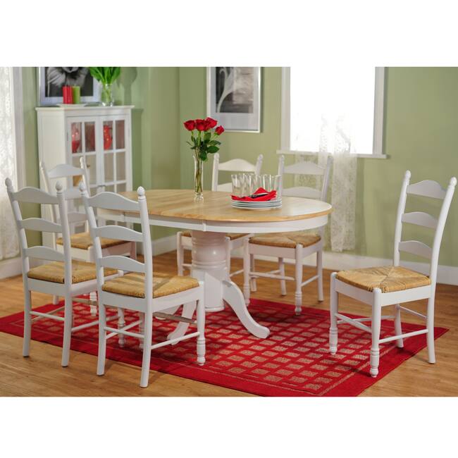 Simple Living Jessie 7-piece Ladder back Dining Set - Natural, White