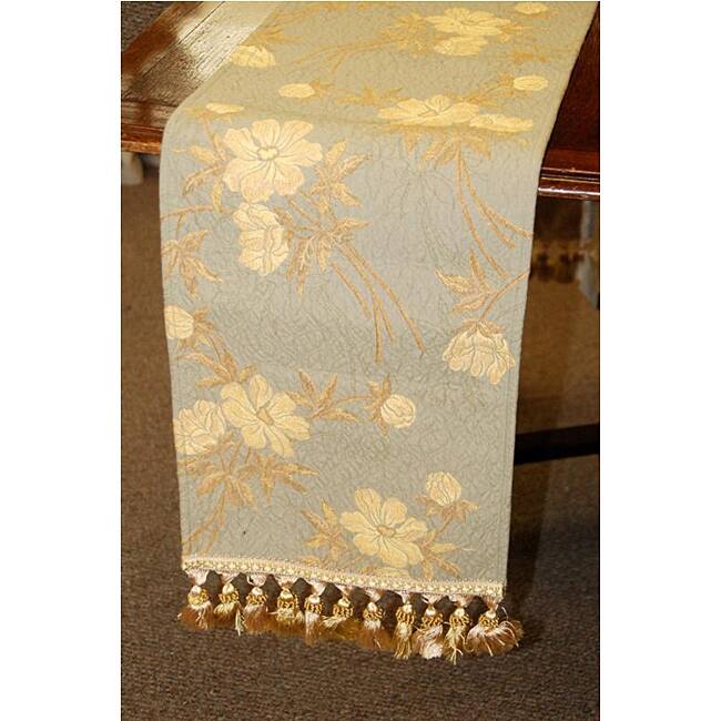 Corona Decor Floral Italian Woven Table Runner with Tassels