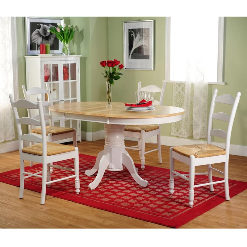 Simple Living White Wood and Rush 5-piece Ladderback Dining Set