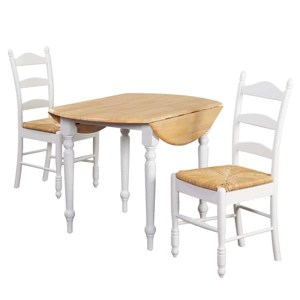 Simple Living White Wood And Rush 3 Piece Ladderback Dining Simple Living White Wood And Rush