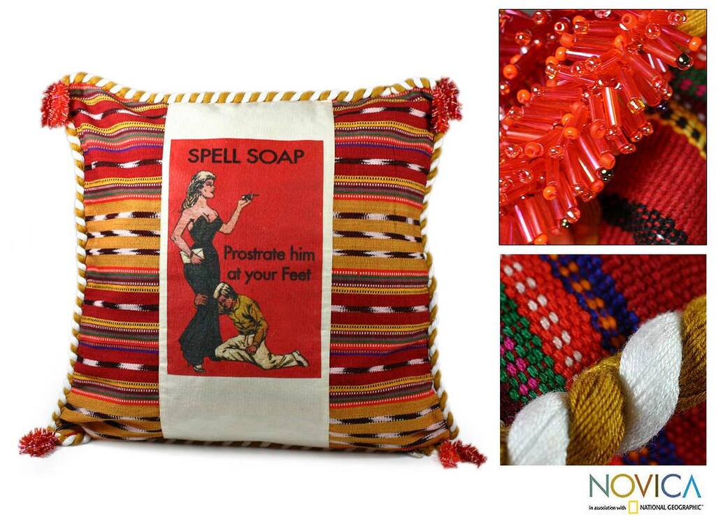 Cotton 'At Her Feet' Cushion Cover (Guatemala)
