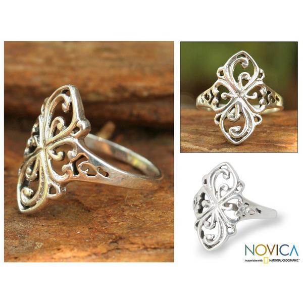 Silver jewerlly - Handcrafted Sterling Silver Cocktail Ring from Peru