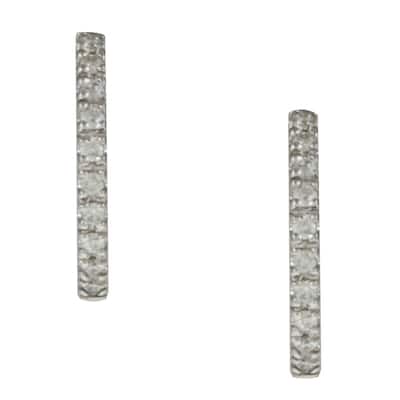 Kabella 14k Gold 1/6ctw Tiny 12mm Diamond Small Hoop Earrings - White H-I - White H-I
