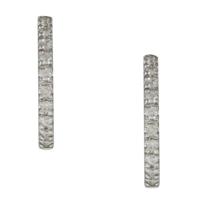 Kabella 14k Gold 1/6ctw Tiny 12mm Diamond Small Hoop Earrings - White H-I - White H-I