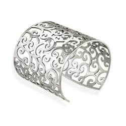 slide 1 of 3, Mondevio Stainless Steel Filigree Design Large Cuff Bangle Bracelet