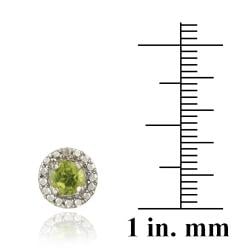 Glitzy Rocks Sterling Silver Peridot and Diamond Button Earrings Glitzy Rocks Gemstone Earrings