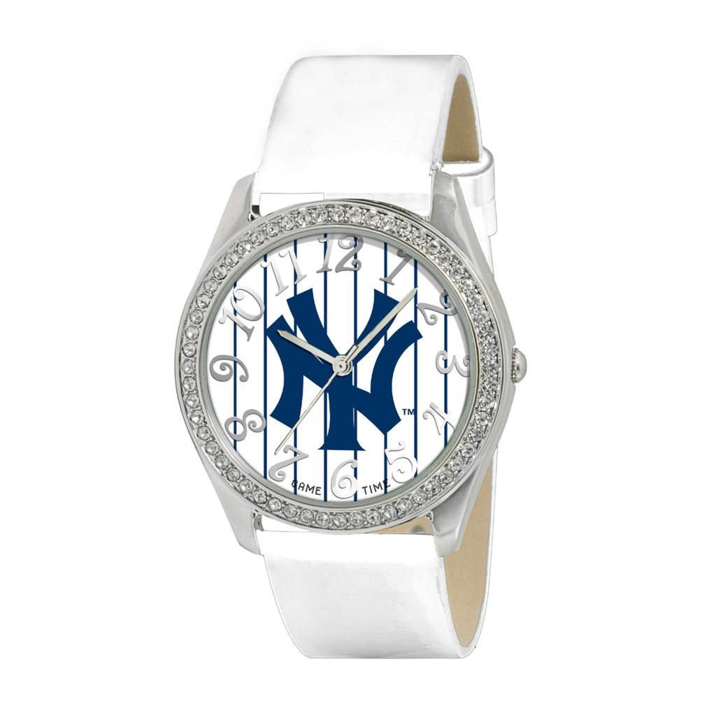 New York Yankees Womens Glitz Classic Analog Patent Leather Watch