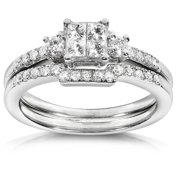 Annello by Kobelli 14k White Gold 1/2ct TDW Diamond Bridal Ring Set
