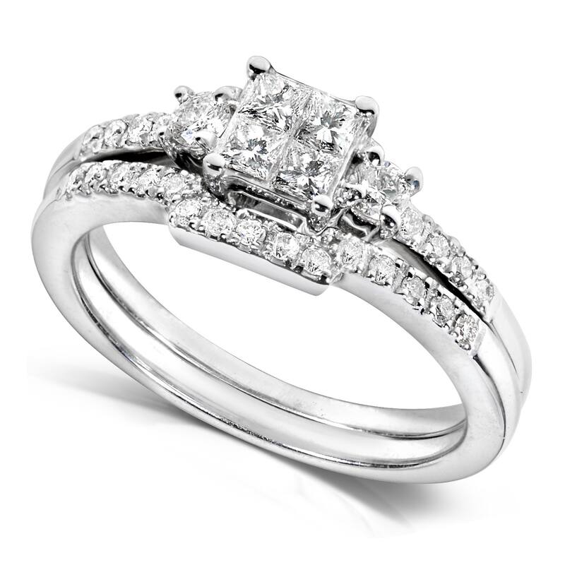 Annello by Kobelli 14k White Gold 1/2ct TDW Diamond Bridal Ring Set