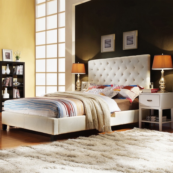 TRIBECCA HOME Sophie Beige Fabric Tufted Full-sized ...