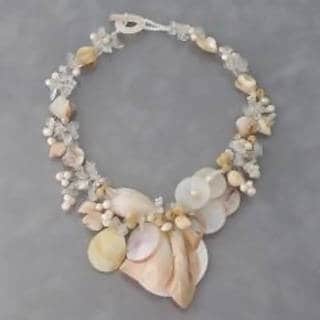 Handmade Natural Nature SeaShells & Pearls Toggle Necklace (Philippines)