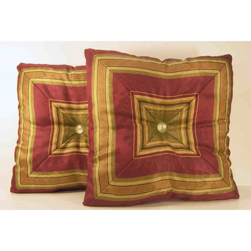 Nigel Ruby Striped Decorative Pillows (Set of 2)