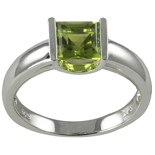 Shop Gems For You Sterling Silver Princess-Cut Peridot Ring - Free ...