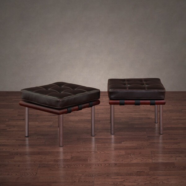 Andalucia dark brown leather ottomans (set of 2) free shipping ... Patio décor Andaluces