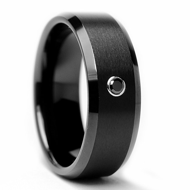 Shop Tungsten Carbide Men's Black Diamond Accent Black ...