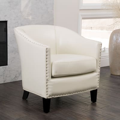 Austin Ivory Bonded Leather Club Chair by Christopher Knight Home