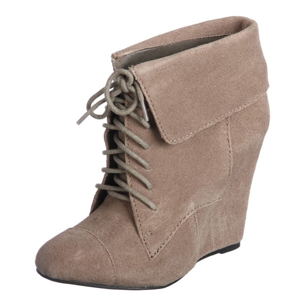 Steven by Steve Madden Women's 'P Darah' Fold over Lace up Wedge Booties FINAL SALE Steven Booties