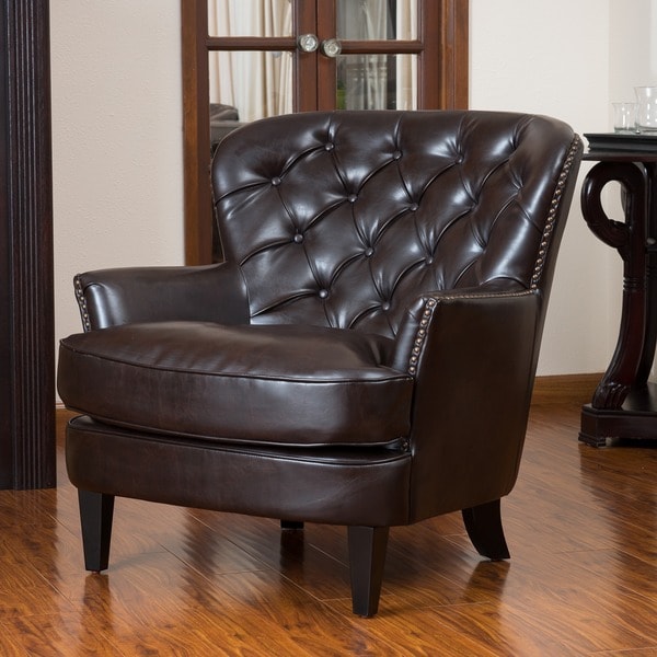 Shop Tafton Tufted Oversized Brown Bonded Leather Club Chair by