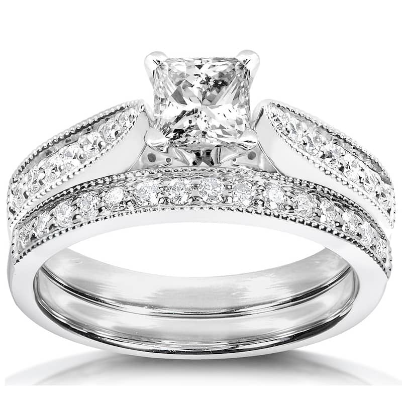 Annello by Kobelli 14k Gold 4/5ct TDW Diamond Bridal Ring Set - 4 - White