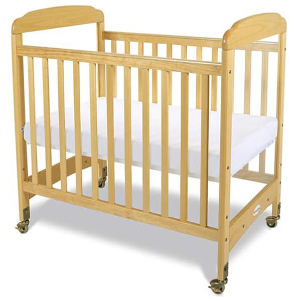 slide 1 of 1, Foundations Serenity Clearview Natural Hardwood Compact Crib with Mattress