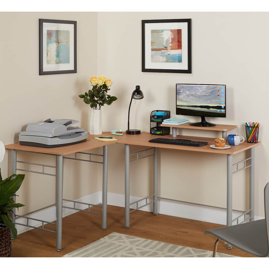 Simple Living L-shaped Natural Computer Desk