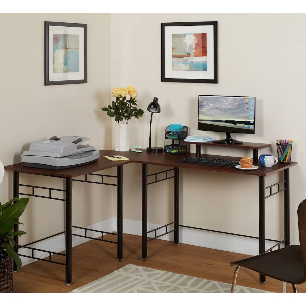 Simple Living L-shaped Espresso Computer Desk