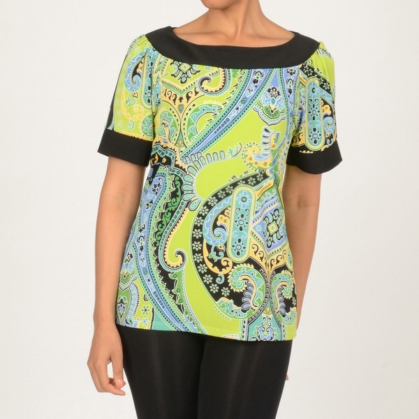 AnnaLee + Hope Women's Paisley Printed Top Annalee + Hope Short Sleeve Shirts