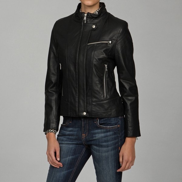 Izod Women's Lamb-leather Zipper Buckle Jacket - Free Shipping Today ...