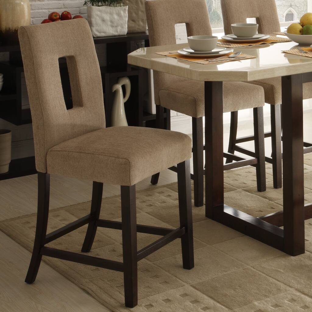 Camille Beige Fabric Upholstered Counter Height High Back Stool (Set of 2)
