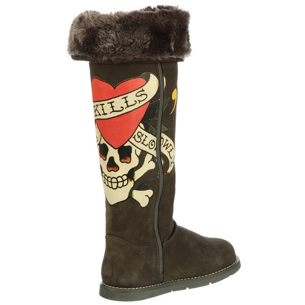 ed hardy knee high boots