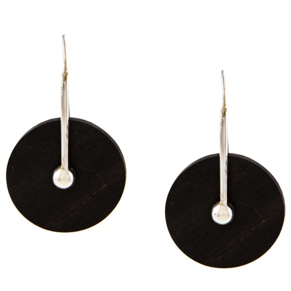 Silvermoon Sterling Silver Ebony Wood Disk Earrings More Earrings